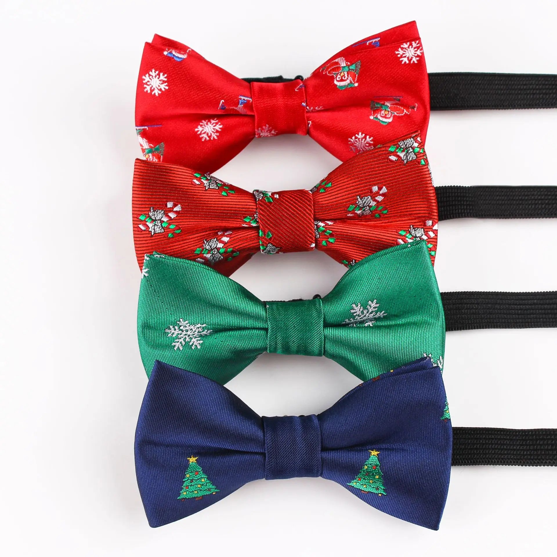 Navy Blue Green Red Christmas Tree Bowties for Children Boys Girls Butterfly Cravats Adjustable Christmas Kids Bow Ties Gifts