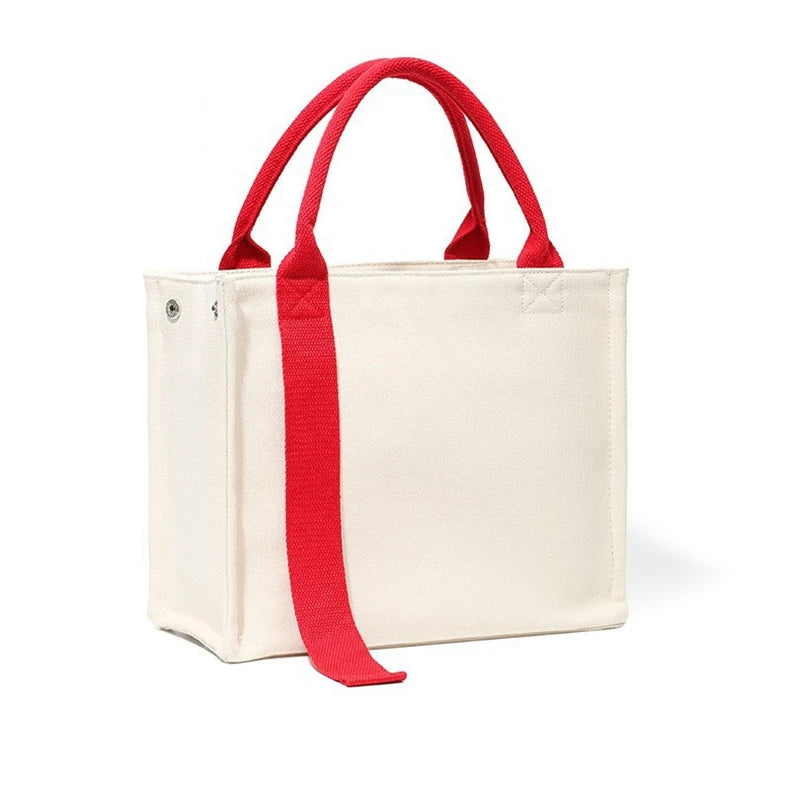 Foldable Canvas Tote Bag with Long Handle Zipper Closure Printed Letter Logo-Eco-Friendly Heavy-Duty for Wholesale