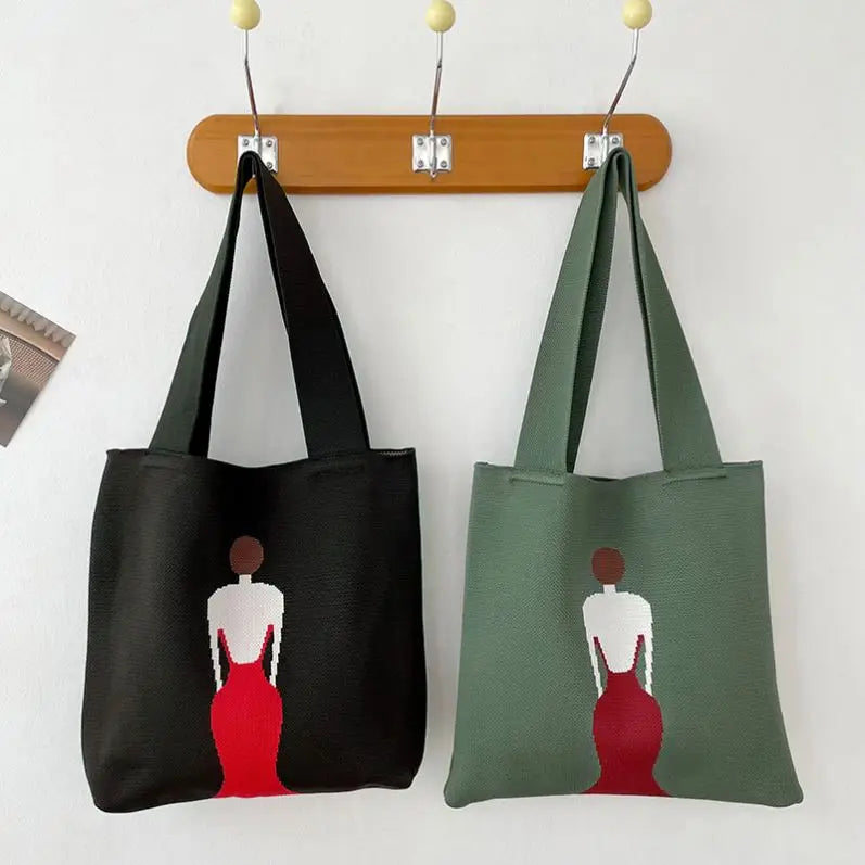 Cute Shoulder Bag Autumn and Winter Abstract Beauty Woolen Knitted Bag for Children