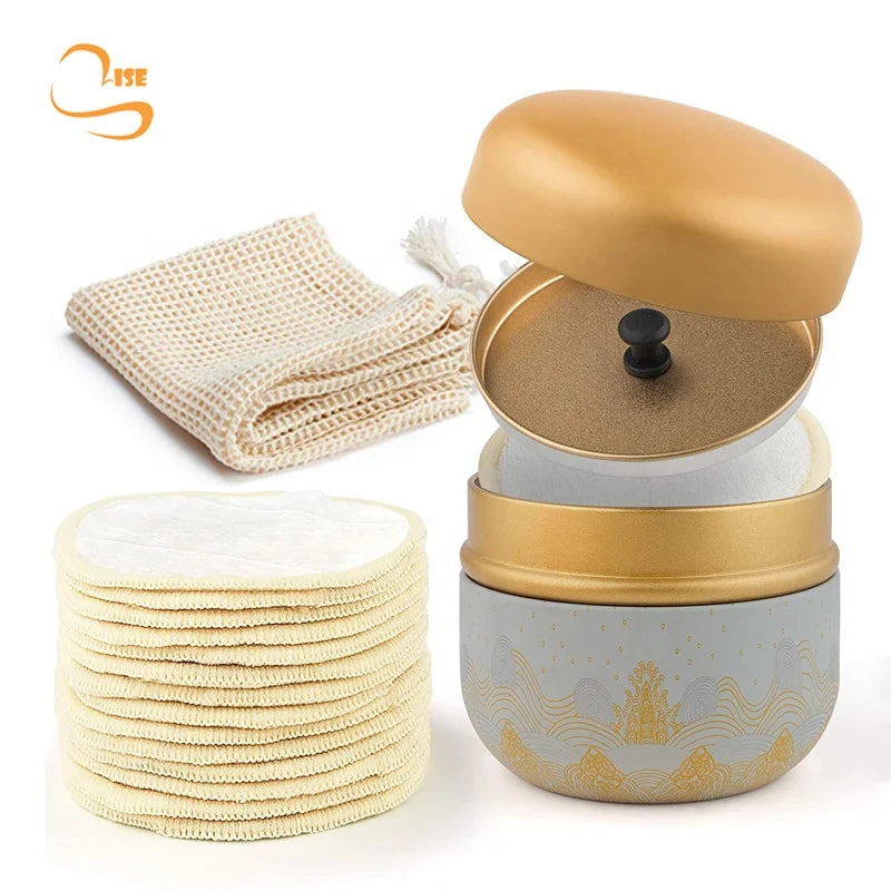 Useful Washable Makeup Remover Pads Laundry Bag Metal Box Package Reusable Soft Facial Pad Exfoliat