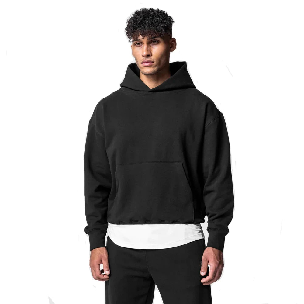2026 New 500Gsm Oversized Cropped Hoodies Men High Quality Baggy French Terry Pullover Hoodie Men Sweatshirts Custom Logo