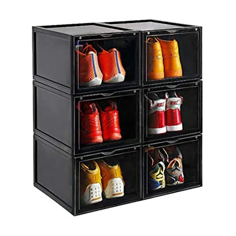 Clear Magnetic Plastic Shoe Boxes Drop Front Shoe Storage Box Acrylic Custom Transparent Shoe Box Stackable