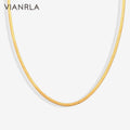 VIANRLA Stainless Steel Necklace 4mm Width Snake Chain 18K Gold PVD Plated Fashion Jewelry