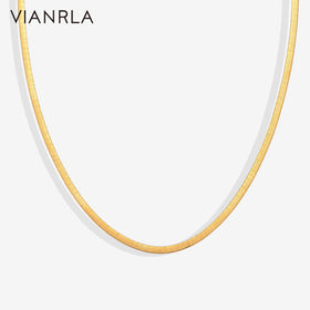 VIANRLA Stainless Steel Necklace 4mm Width Snake Chain 18K Gold PVD Plated Fashion Jewelry