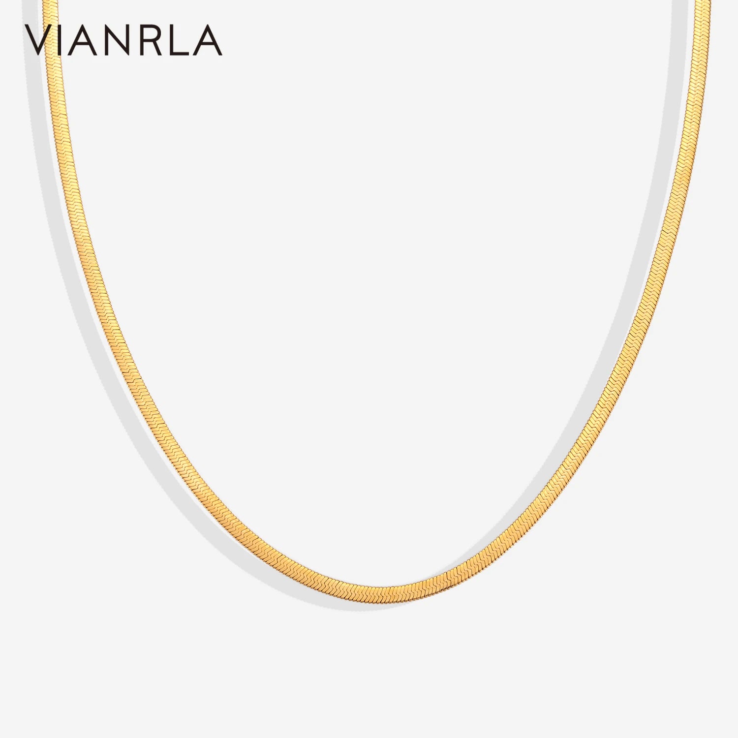 VIANRLA Stainless Steel Necklace 4mm Width Snake Chain 18K Gold PVD Plated Fashion Jewelry