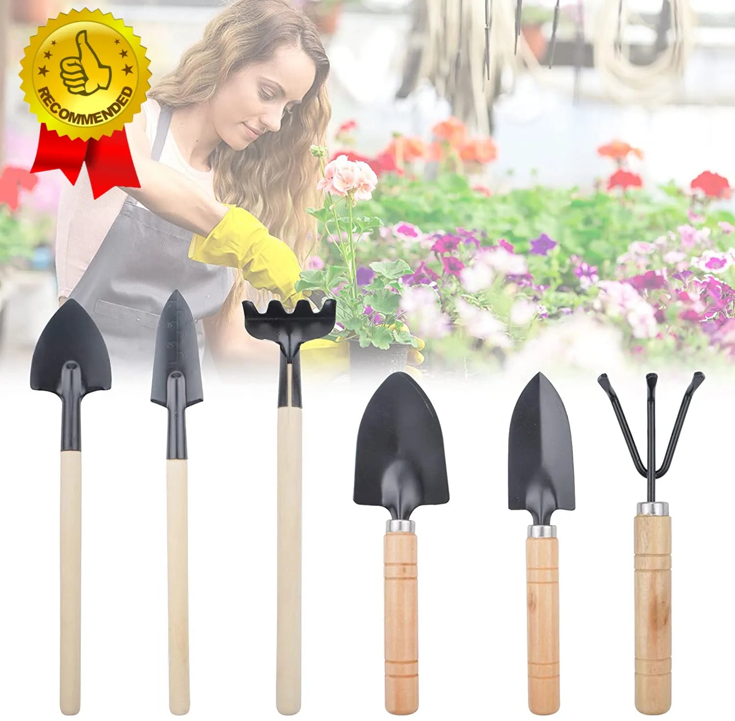 GT07B Cheap Price Children Mini Wooden Gardening Tool Toy Set Garden Tool for Kids