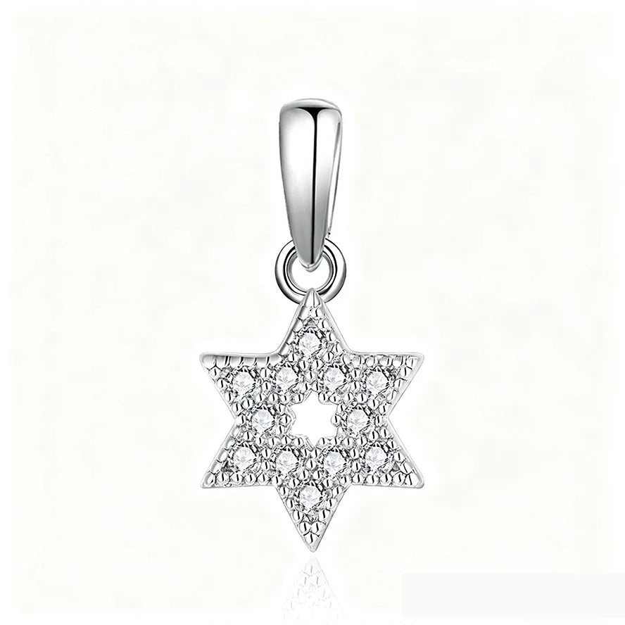 Custom Rhodium Plated 925 Sterling Silver Cubic Zirconia Luxury Star of David Pendant for Women | Jewish Jewelry Gift Idea