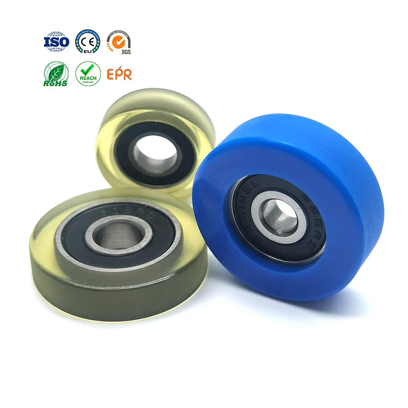 No Noise Polyurethane Pulley PU Rubber Coated Bearing Door and Window 624 625 693 685 626 608 Soft PU68310-3 3x10x3mm Pulley