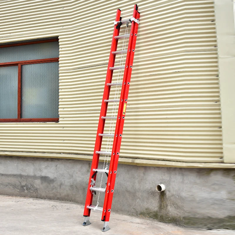 FRP 2/3 Sections 2*16 Steps 8.4m Extended Height Extension Ladder Folding Industrial Insulation Combination Ladders EN131