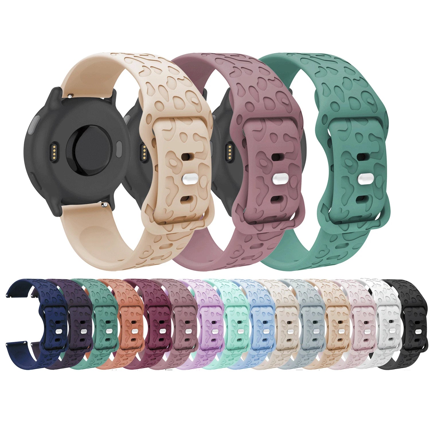 ShanHai 20mm 22mm 18mm Engraved Strap for Samsung Galaxy Watch 6/4/5/pro/3/Active 2 Leopard Silicone Bracelet Huawei Gt 2 E Band
