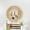 87cm  Nordic Retro Homestay-Style Hand-Woven Rattan Mirror Wall Decoration Stereo Hanging Mirror