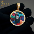 Engraved Custom Photo Pendant Necklace Frame Memory Medallions Pendant Necklace Mens Jewelry Silver Gold Necklaces Hiphop Zircon