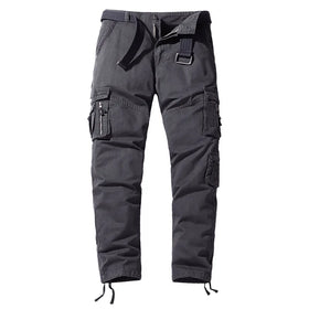Fashion Custom Logo Men Multi-Pocket Camo Casual Pants 100% Cotton Garment Dyed Straight Tube Sports Black Cargo Chinos High