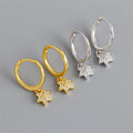New Trendy Six-pointed Star 18k Gold 925 Sterling Silver Fashion Hexagon Hoop Earring For Women