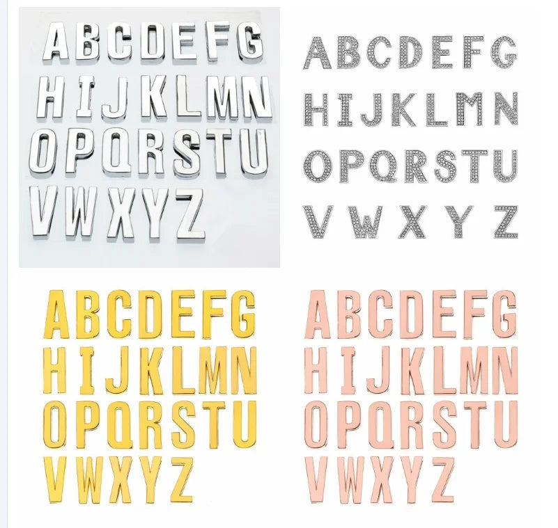 Wholesale Full Rhinestone Silver Color Rose Gold Color 1p 30mm Slide Letters Alphabet Slide Charms Accessory DIY Women Gift