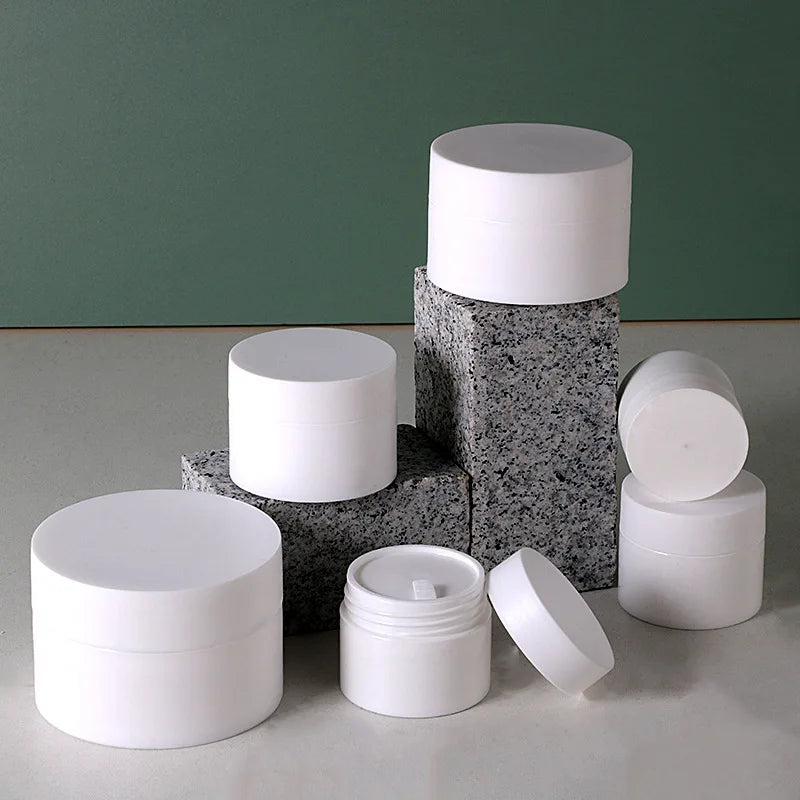 Wholesale White Cream Jar with Spacers 5g 10g 20g 30g Plastic PP Empty Skin Care Trial Cream Bottle for Cosmetics