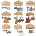 Hot Sale Fashion Vintage Boho Tassel Earrings Set Alloy Jewel Earrings Combination Factory Outlet