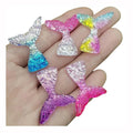 Shiny Glitter Gradient Resin Butterfly Fish Tail Shell Flatback Cabochon Rhinestones Figurines Home Craft DIY Scrapbook