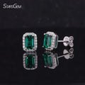Wholesale Jewelry 925 Sterling Silver Lab Grown Zambian Emerald With Moissanite Gemstone Stud Earrings