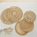 Customized Woven Round Placemat Wicker Placemat Circle Rattan Placemats Farmhouse Boho Braided Natural Water Hyacinth Place Mats