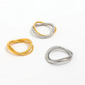 High End 18K PVD Gold Plated Irregular Double Lines Cross Ring Stainless Steel Women Tarnish Free Fashion Jewelry
