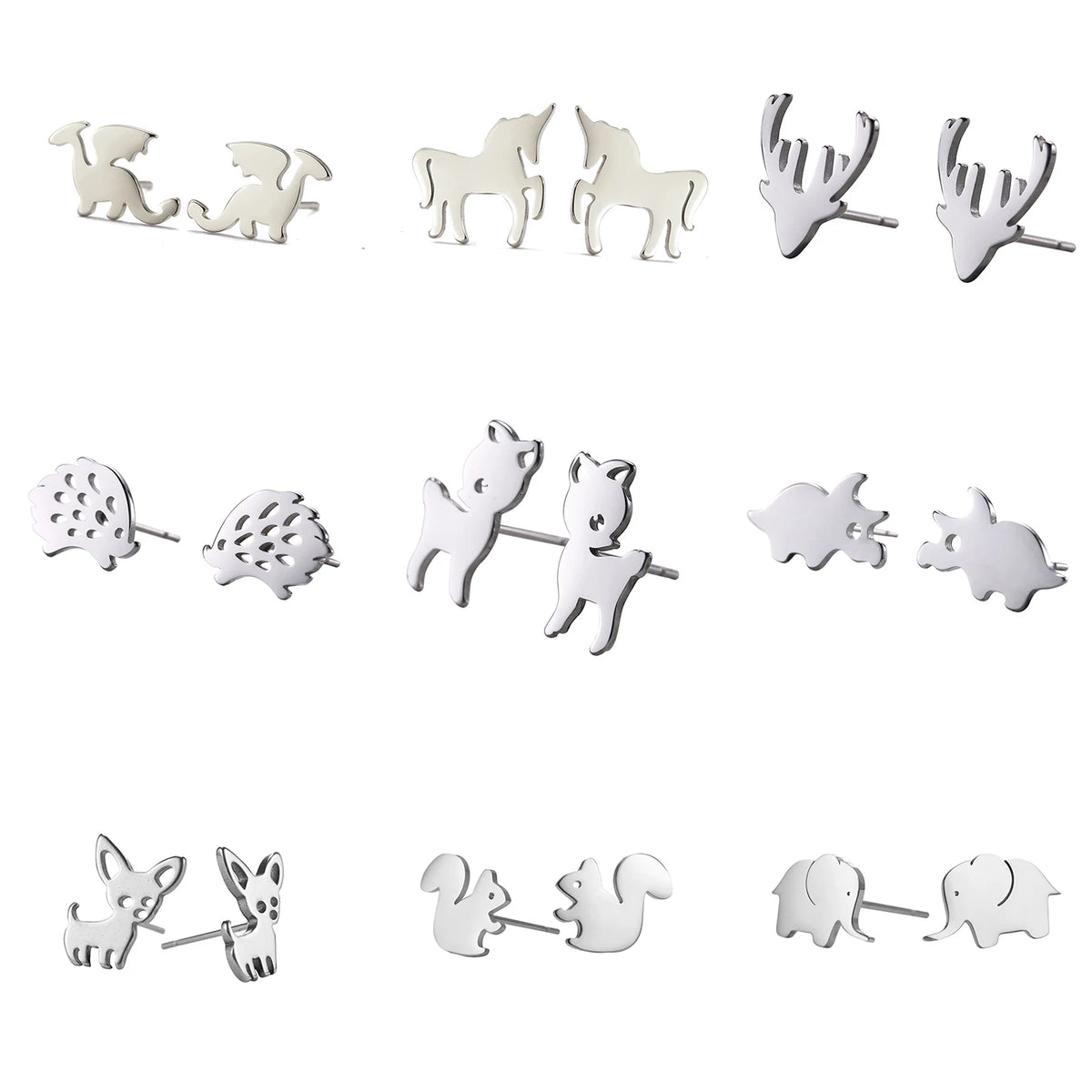 Elephant Animal Shape Earring Unicorn Ladies Cute Animal Earrings Women Studs Jewelry Deer Stainless Steel Stud Earrings PVD MegaBDM