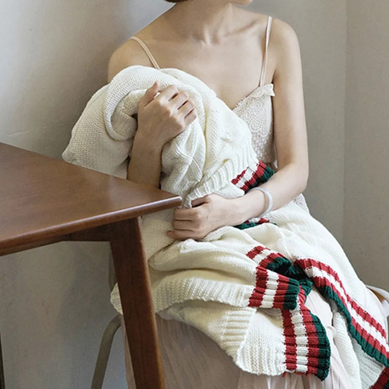 Jst Modern Style Warm Cotton Knitted Throw Blanket for Sofa Bedding Home Travelling Chunky and Comfortable Oeko-tex