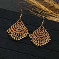 Vintage Gold Silver Color Metal Dangle Hollow Earrings for Women Geometric Carved Ethnic Earring for Indian Jewellery