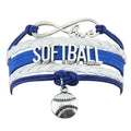 Factory Custom Made Infinity Love Softball Sports Charm Bracelets Sports Gift for Moms and Fans Dropshipping for Men and Women