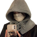 Winter Balaclava Hat Warm Knitted Women Hood Hat Outdoor Solid Color One Piece Neck Pullover Cap