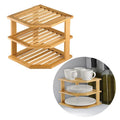 Hot Sale Kichen Plate Dish Drainer Racks Bamboo Kitchen Corner Shelf Organizer for Plates and Bowls Sets