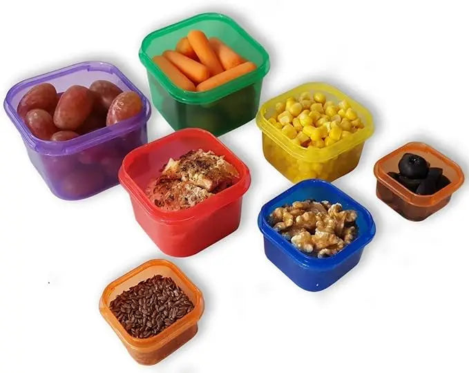 7Pcs/Set Food Dispenser  BPA Free Energy Control Container Kit for Loss Weight Meal Planner Dry Food Storage Travel Kit