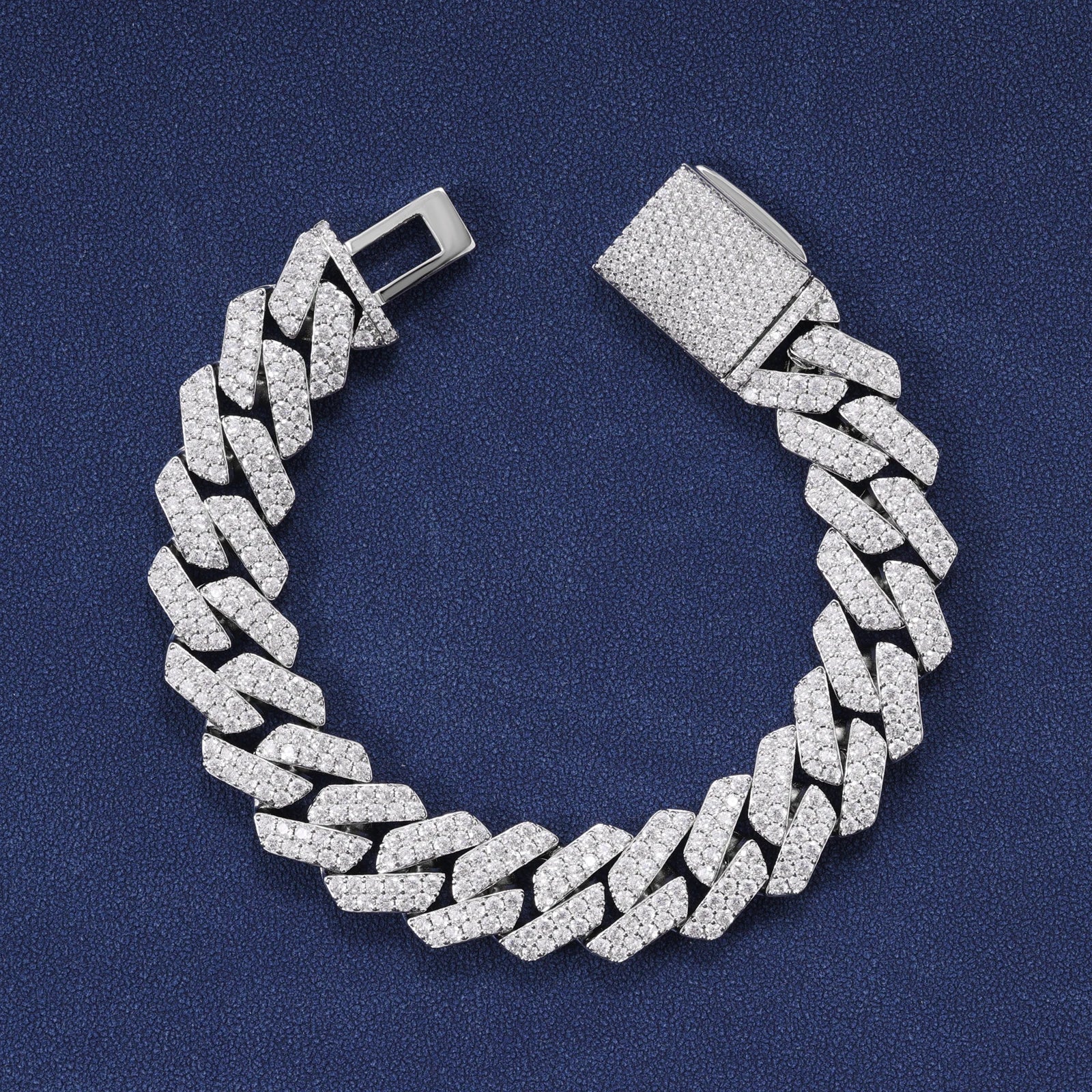 Tarnish Resistant Moissanite Cuban Link Chain 6mm-20mm 925 Sterling Silver Moissanite Cuban Necklace Iced Out Chains for Men