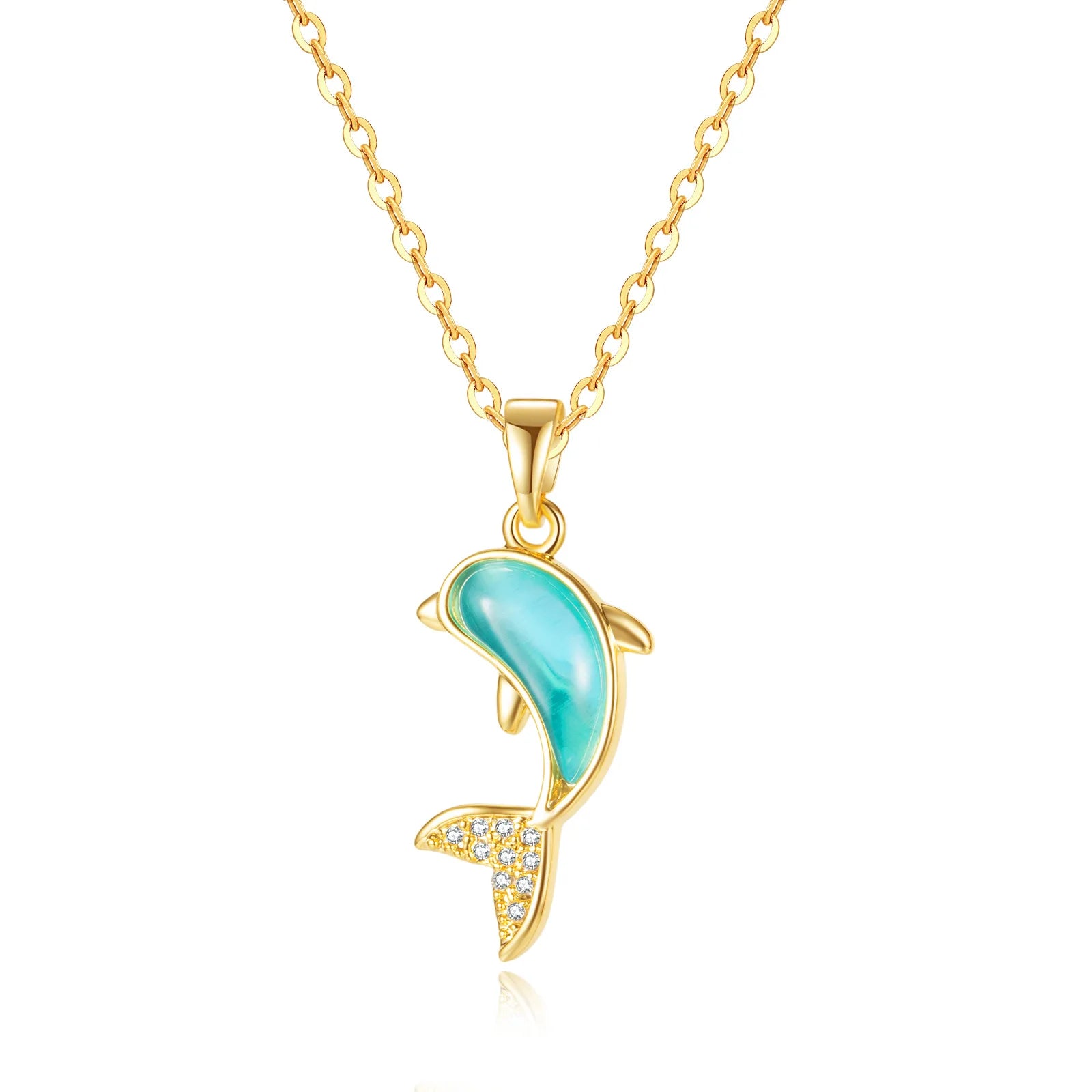 Fashionable Dolphin Pendant Necklace 18K Gold Color Plated Stainless Steel Choker Necklace for Lady Wholesale 2023 Jewelry