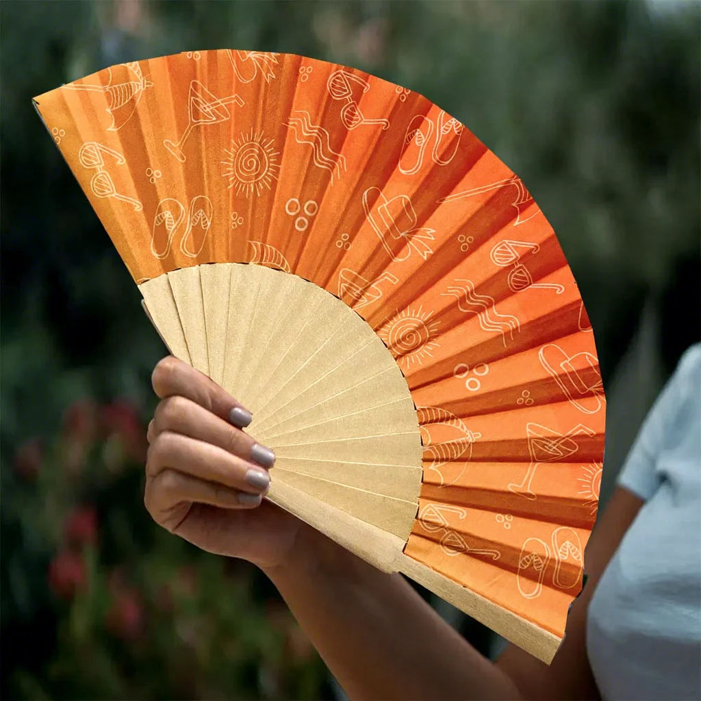Custom Logo Engraved Solid Wood Carved Folk Art Hand Fan-Factory Price Promotional Souvenir for Business Gifts & Holidays