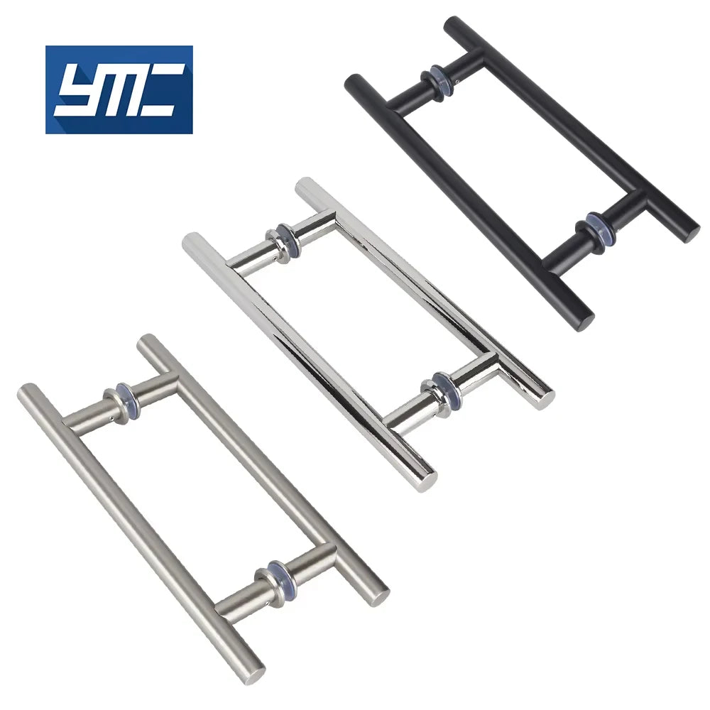 Modern Ladder Type H Design Solid Thickened Stainless Steel Matt Black 12inch Glass Door Sliding Pull Handles Easy Installation
