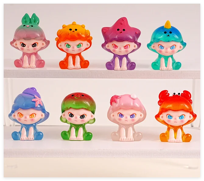 Resin Cartoon Ocean Themed Gift Sea Animal Miniature Figurine for Kid Figure Toy Shark Dolphin Fish Conch Octopus Sea Star Shell