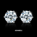 Ashabell 925 Sterling Silver Moissanite Diamond Earrings Men and Women  Hiphop S925 Zircon Six-claw Stud Earrings