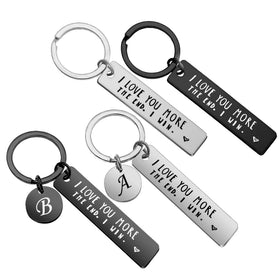 Girlfriend Wife Gift Keyring I Love You More the End I Win Keychain Custom Metal Key Chains Valentine's Day Gift Couple Keychain