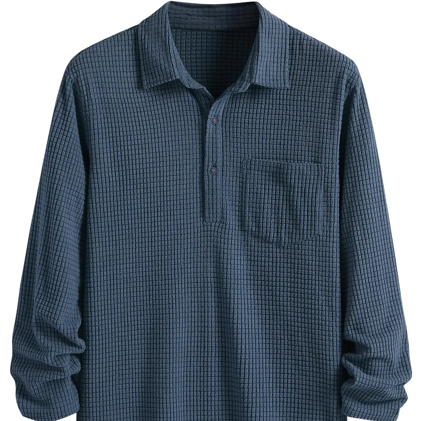 Wholesale Polyester Spandex Long Sleeve Casual Lightweight Button Down Solid Custom Design Regular Fit Men's Polo Shirt
