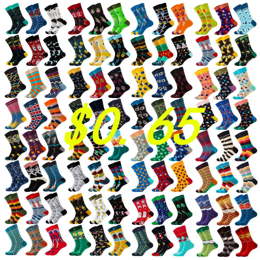 Discount Samples Bulk Cheap Mix Design Combed Cotton Crazy Socks for Unisex