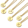 EManco Zodiac Pendant Necklace Women Aries Scorpio Horoscope Charm Necklace Hollow Round Charms Necklace Wholesale