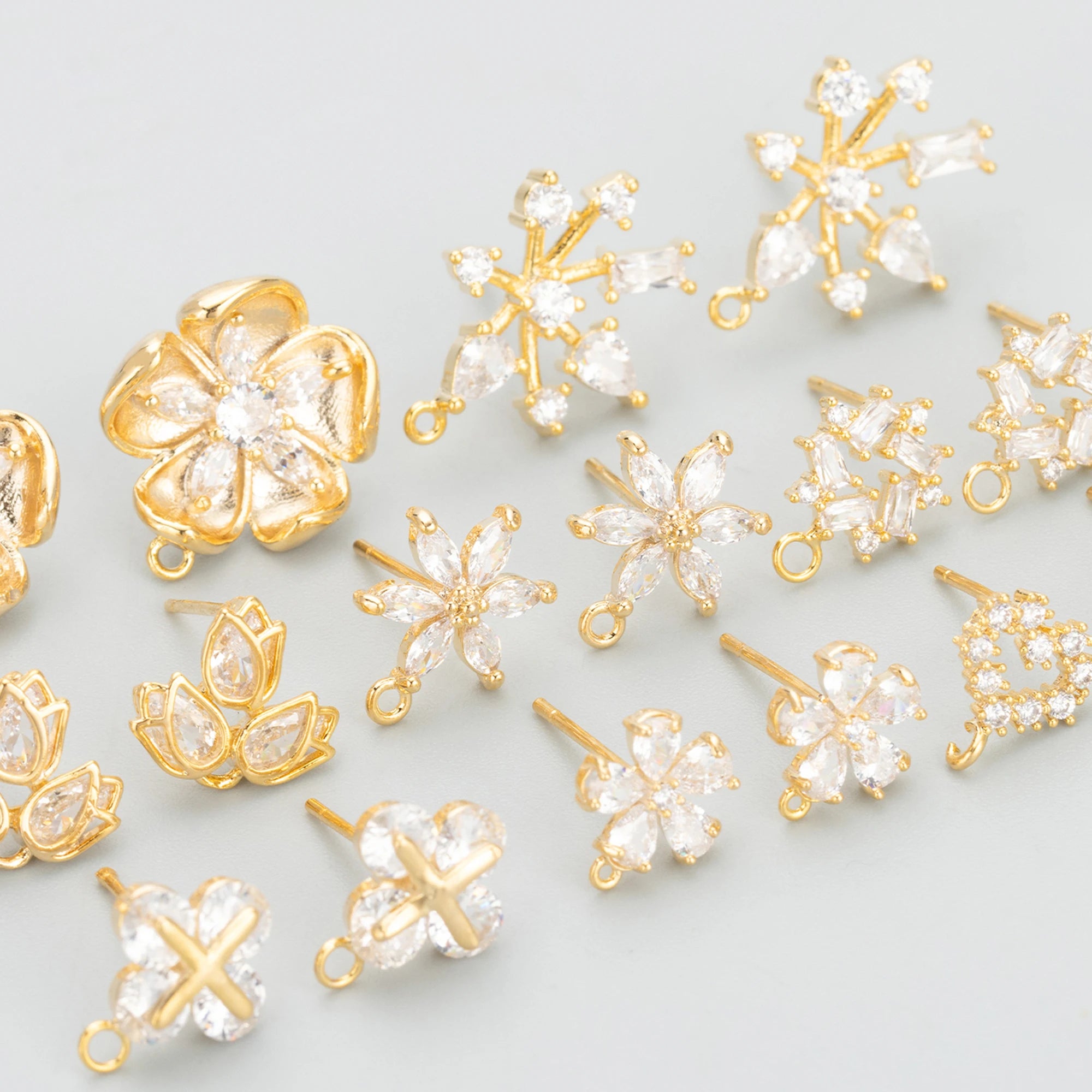 MC51 Wholesale Jewelry Accessories18k Gold Platedcopperzirconscharmsdiy Earrings Making Findings 6pcs/lot