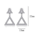 Korean Brass with Silver Plated Geometric Metal Ring Triangle Dangle Drop Earrings Women Popular