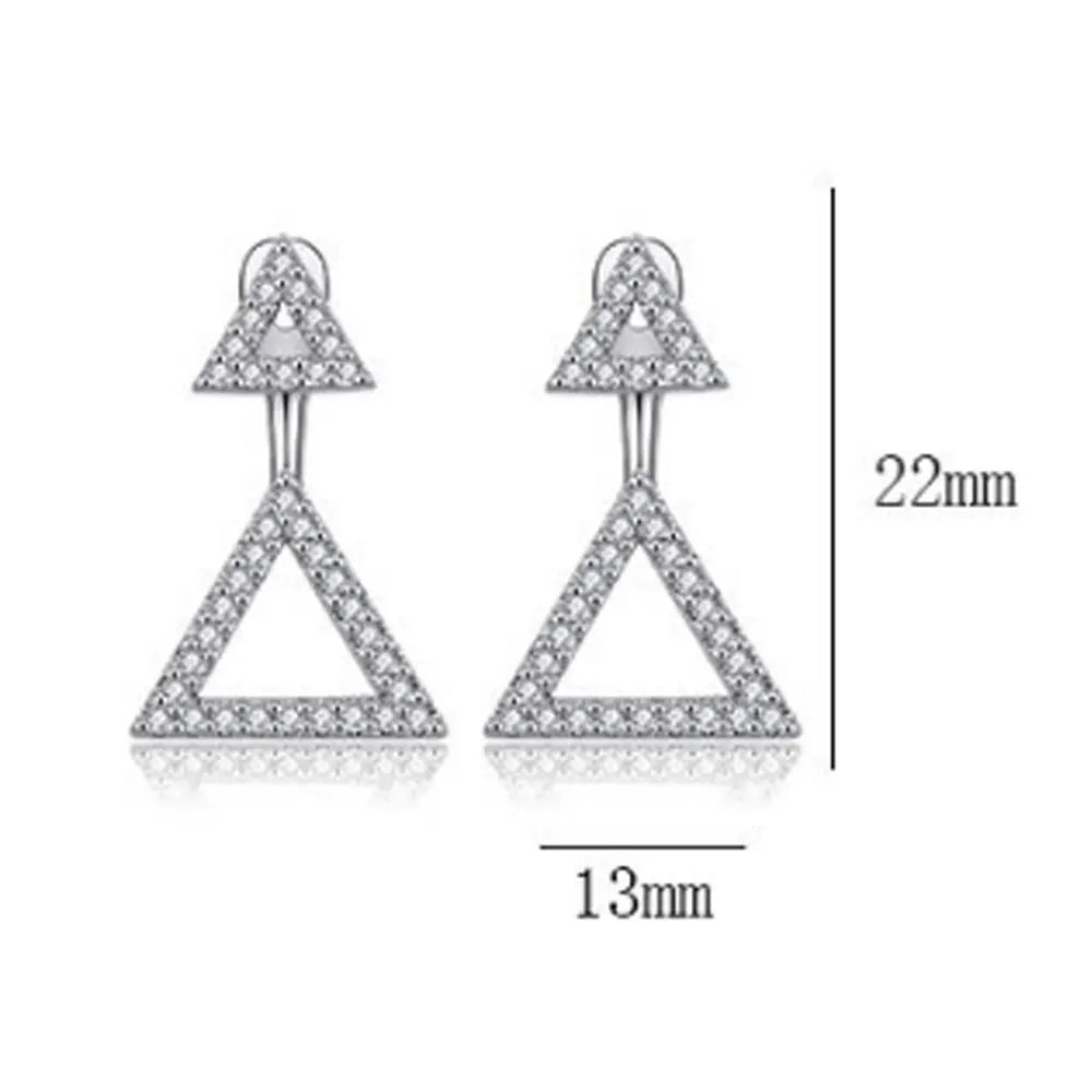 Korean Brass with Silver Plated Geometric Metal Ring Triangle Dangle Drop Earrings Women Popular