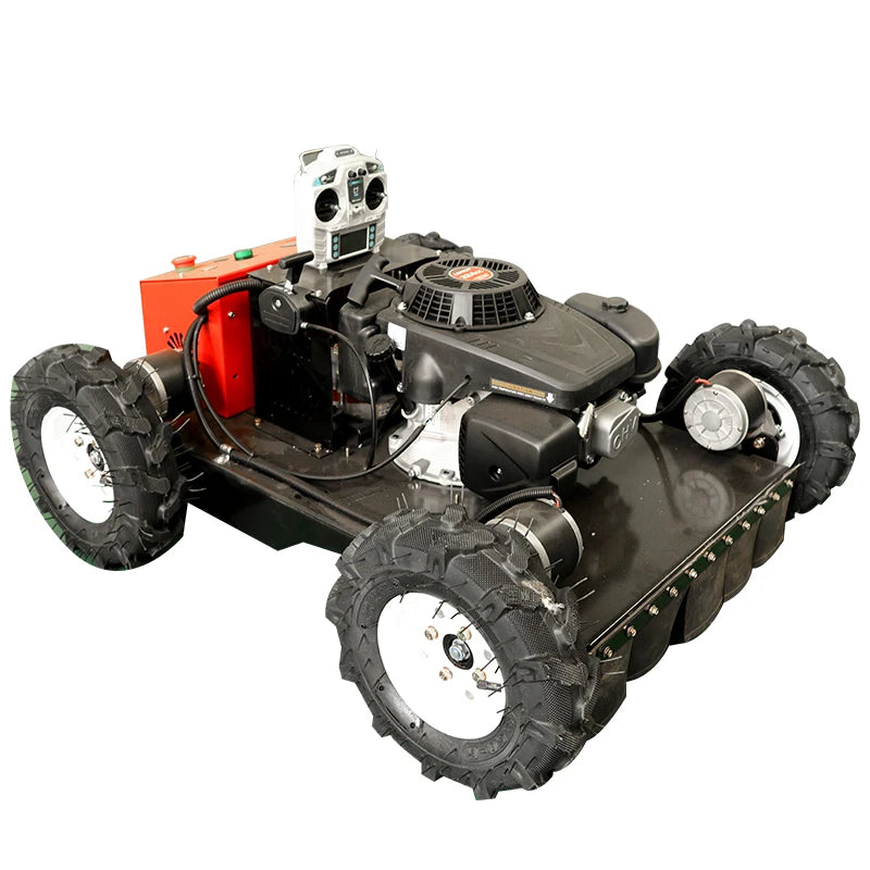 Manufacturer Direct Industrial DIY Petrol Powered Remote Control Crawler Lawn Mower Robot with Zero Turn Radius in the Garden