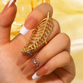 Waterproof Stainless Steel Big Hollowed Out Leaf Ring for Women Trendy Ladies Large Finger Ring 2025 Fashion Female Hand Jewelry