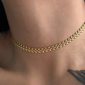 2023 Dazan New Ins 18k Gold Plated Tarnish Free Stainless Steel Polished Wheat Cherry Style Choker Necklace for Women Daily