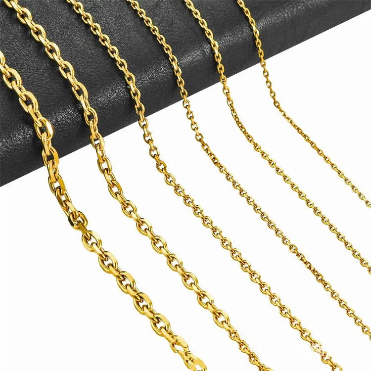 Stainless Steel Cross Link Open O-Ring Chain Waterproof and Fade-Resistant for DIY Jewelry Making and Necklace Assembly