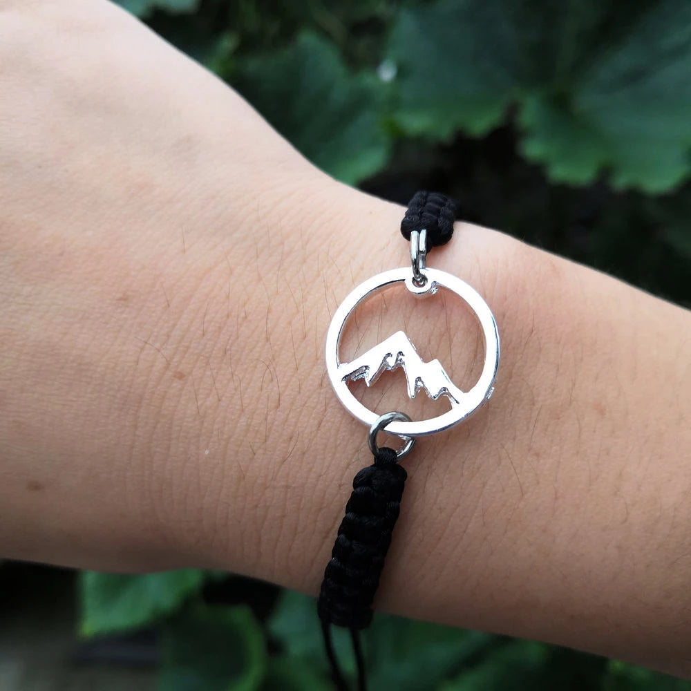 Weaving Rope Mountain Bangle Bracelets Wanderlust Jewelry for Women Adjustable Charm Bracelet
